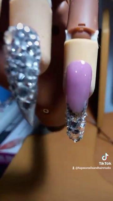 Rhinestone nail design 😍 #nailart #stilettonails #acrylicnails