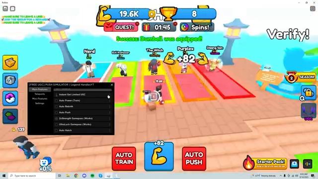 [FREE UGC] Push Simulator Script GUI _ Hack (INSTANT UGC, AUTOFARM, AND MORE) _PASTEBIN_