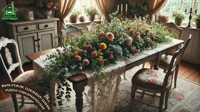 Винтажный интерьер с цветами в стиле Шебби-шик и фото идеи для оформления (17)