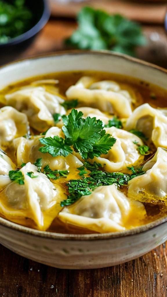 Пельмени с бульоном