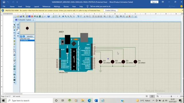 Simulasi 4 Lampu LED Arduino Menggunakan Proteus || Tutorial 4 LED ARDUINO