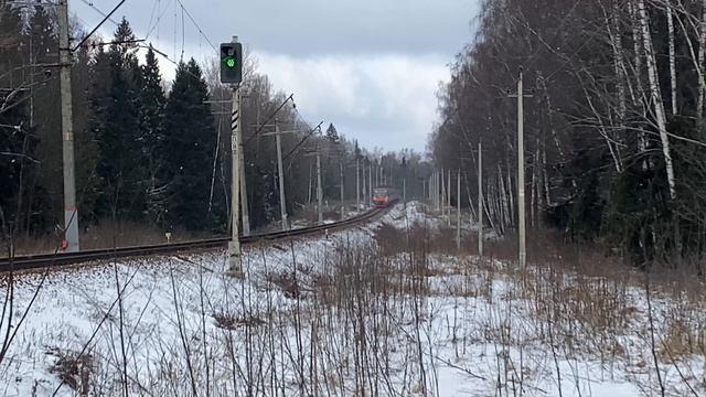 Электропоезд ЭП2Д-0141 «Кобяковский переезд» возле ст.Звенигород до ст.Звенигород. 15.02.2025.