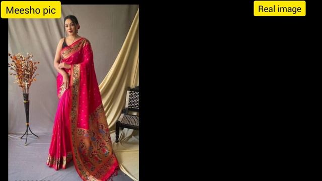 meesho sarees online vs real images😍#meesho#meeshopattusarees