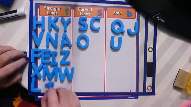 Sort letters by curves, straights and both