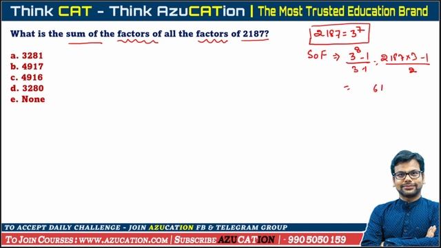 Can you Solve - Tricky Number System | Sum of the factors of all the factors of 2187 | Amiya Sir