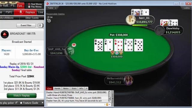 Replay |"herr_01" Final table PokerStars $215 Sunday Warm-Up $250K Gtd Knockout Sunday Mar 31, 2019