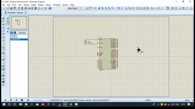 Led blink using microcontroller |  At89c51 | Using Proteus