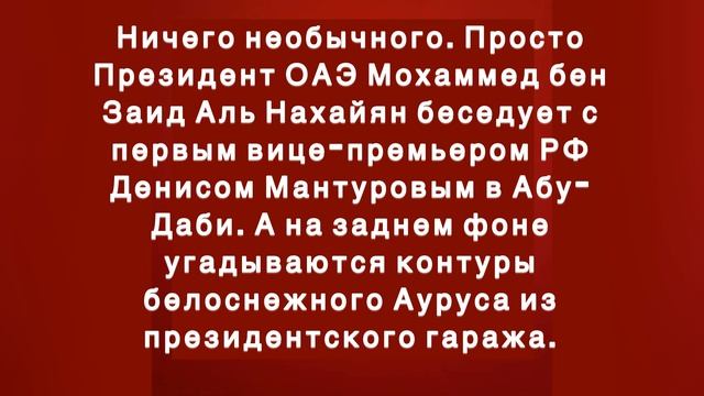 На заднем фоне угадываются контуры белоснежного Ауруса из президентского гаража