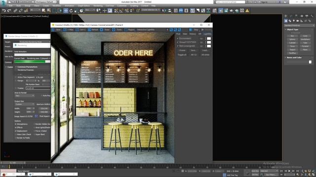 CASHIER1 modern Interior Rendering Tutorial (Share file MODEL 3dsmax Corona & Vray full)