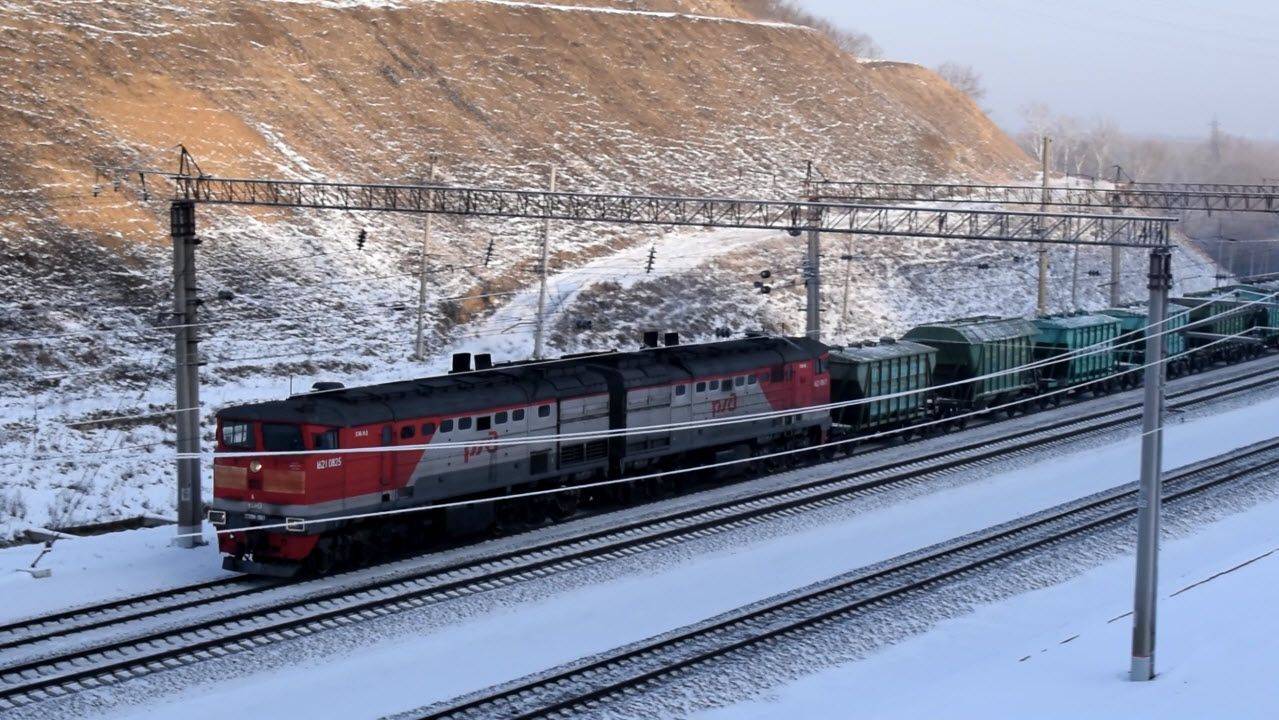 Тепловоз 2ТЭ10М-3541. Звук 10Д100. (1080р)