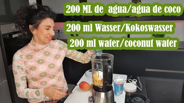 Batido de Mango, linaza, yogur, agua de coco,  es  proteina para tus musculos, para cenar