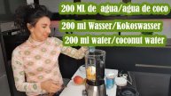 Batido de Mango, linaza, yogur, agua de coco, es proteina para tus musculos, para cenar