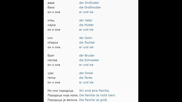 Nemacki lekcija 2, PORODICA