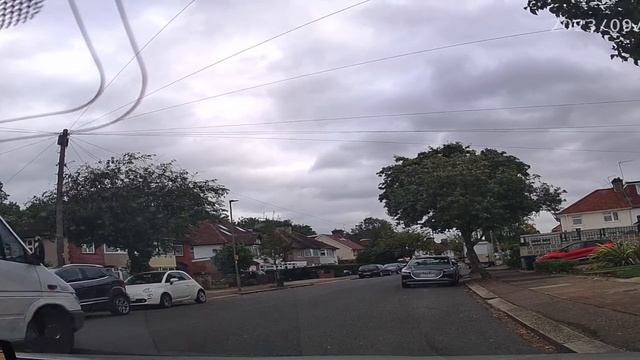 REAL MILL HILL 8:10AM UK DRIVING TEST. SILLY ERROR, PULLED OUT BEHIND PARKED CARS