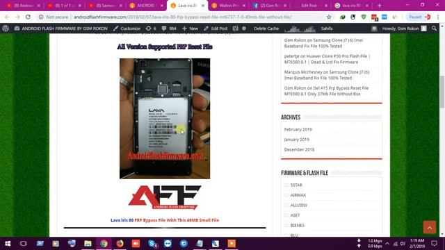 Lava iris 80 Frp Bypass Reset File MT6737 7.0 Only 49MB File Without File