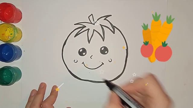 How to draw a tomato for kids| Bolalar Uchun Pomidor rasm chizish| Как нарисовать помидор для детей
