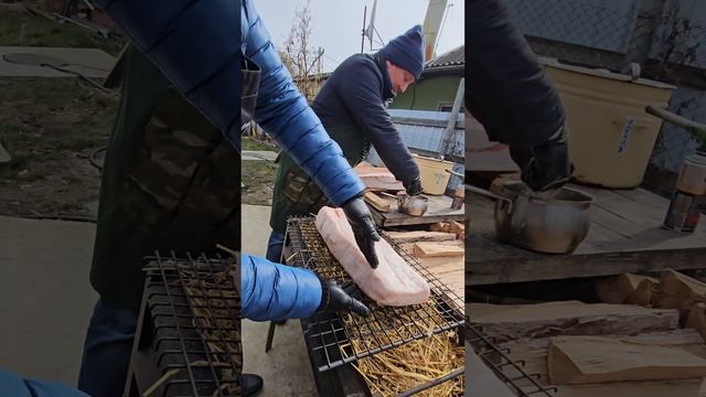 СТАЖИРОВКА ПОДПИСЧИКОВ ИЗ ЧУВАШИИ ПО ШМАЛЕНИЮ САЛА. РЕЦЕПТЫ СЮФ #рецепты #сало #еда #солома #охотана