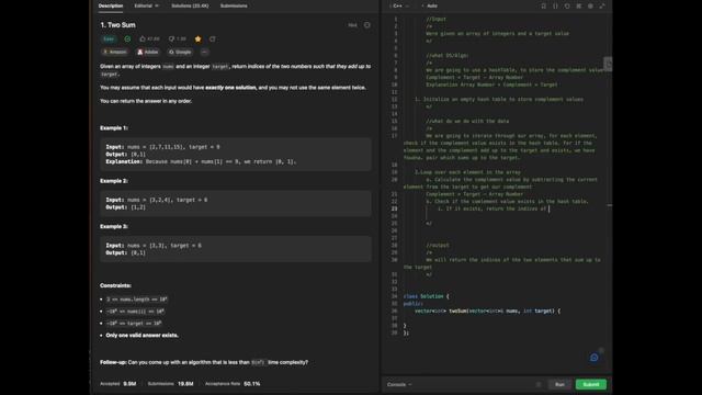 Leetcode Blind 75 in C++: Two Sum with Explanation