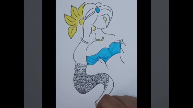 drawing Princess Jasmine .. magical mandala art..from Aladdin..#mandala#drawing #disney