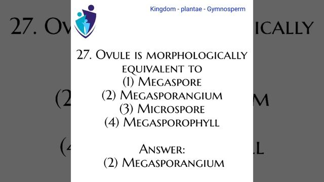 Kingdom plantae Gymnosperm question and answer
