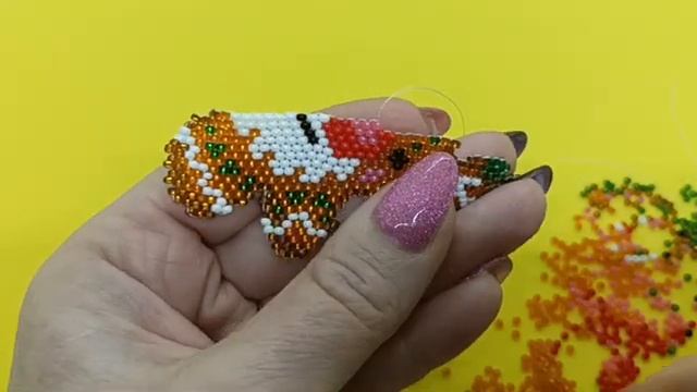 ИМБИРНЫЙ ОЛЕНЬ. Кирпичное плетение. Часть 2_5. (360p)