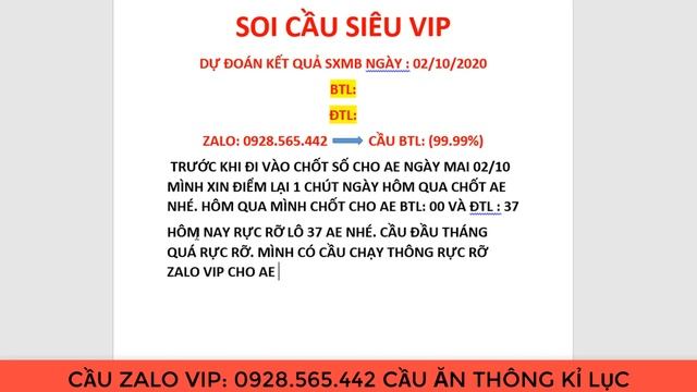 SOI CẦU XSMB 2/10 - ZALO ĂN BTL 37 CẦU ZALO VIP ĂN THÔNG KỈ LỤC