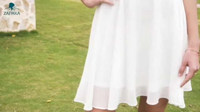 Simple White Lace Chiffon A-Line Empire Waist Party Dress 2022 April | ZAPAKA