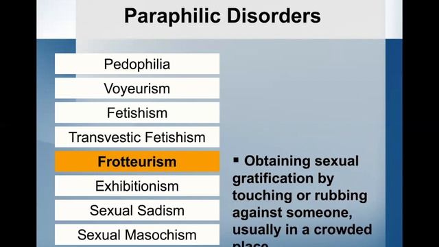 Lecture 14 Part 3 Paraphilic Disorders