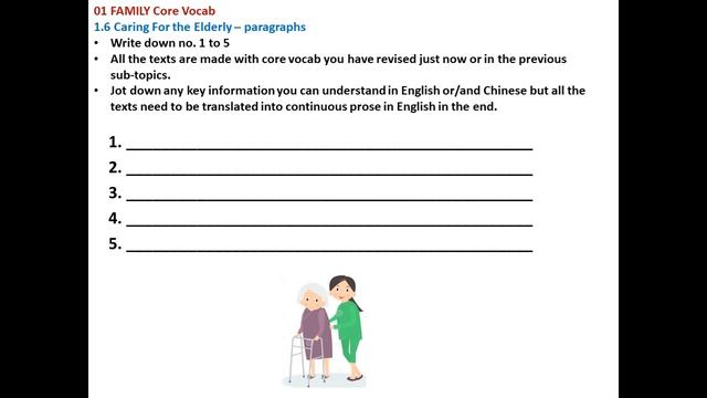 Pre-U and A Level Mandarin Listening 01 Family – 1-6 Caring For the Elderly People