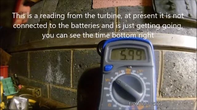 off grid VAWT wind turbine working with 2*12 volt batteries  12 01 2017