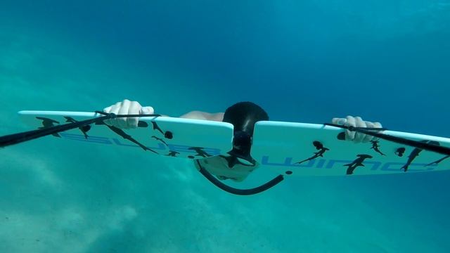 Subwing at Psili Ammos beach in Greek island Thassos