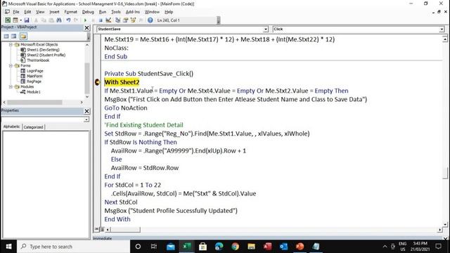 School Manager pt 3 | Search Student | Update Student Profile | Display Photo | In Userform