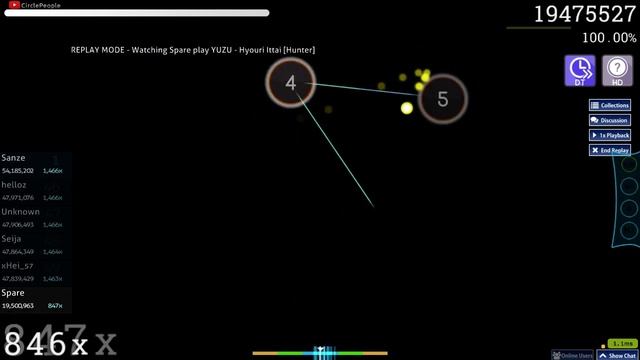 Spare | YUZU - Hyouri Ittai [Hunter] + HD,DT | FC 99.74% 548pp #1