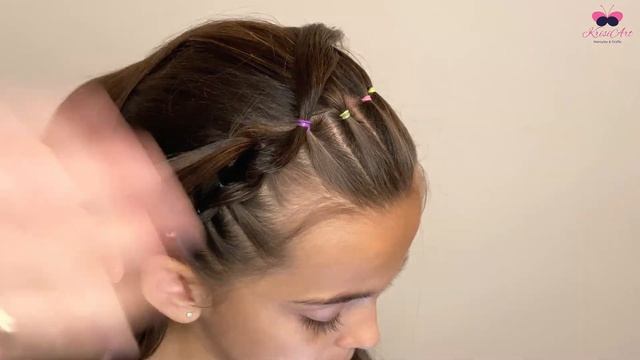 PEINADO DE DIADEMA CON LIGAS / PEINADO PARA NIÑAS CON TRENZA PULL THROUGH
