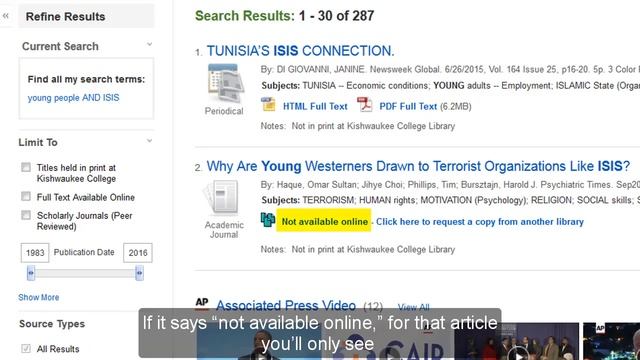 Find articles in EBSCO Host