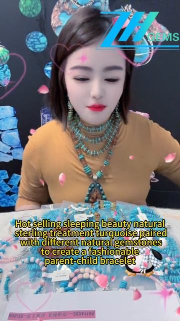 250215-2 Hot selling sleeping beauty natural sterling treatment turquoise paired