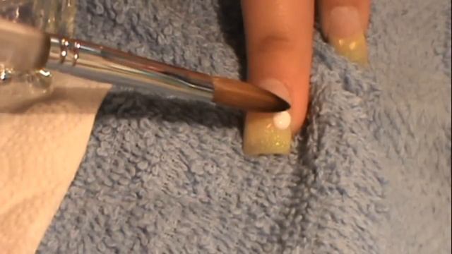 Acrylic Nail Design-Yellow Glitter 3d Butterfly