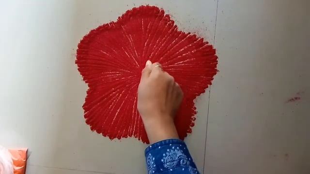 hibiscus flower rangoli || shri design rangoli || ganpati rangoli || sand colour art video
