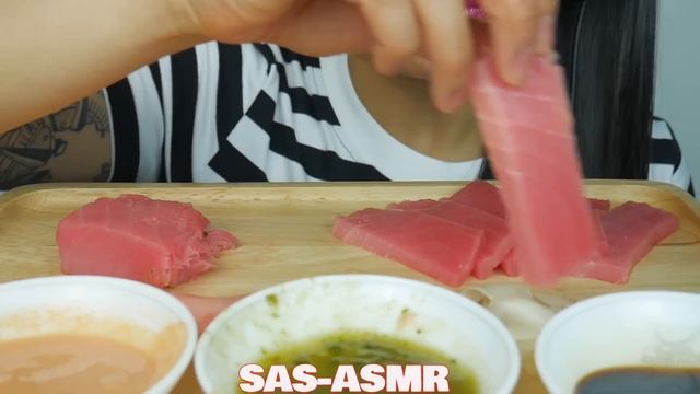 ASMR TUNA SASHIMI with SPICY MAYO & SEAFOOD SAUCE (EXTREME EATING SOUNDS) NO TALKING | SAS-ASMR