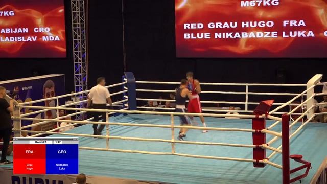 14-11-2023 (67kg) RED GRAU HUGO FRA  VS  BLUE NIKABADZE  LUKA GEO პირველი ბრძოლა ევროპის ჩემპიონატზ