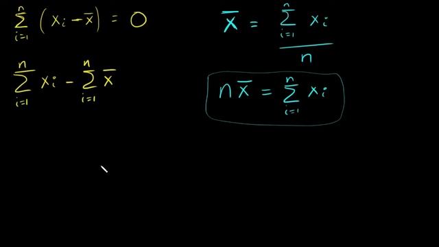 Proof that the Sum of (xi - xbar) = 0