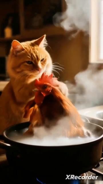 Кошка и Петух поссорились. кошка с йел петуха