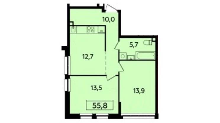 2-комн. кв.: ул. Бартеневская, д. 18, корп. 2 (ЖК Южные сады)