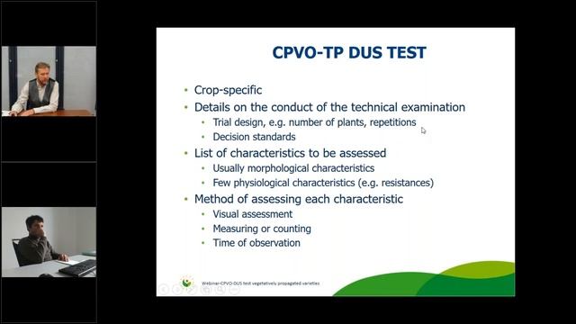 Technical examination of plant varieties applying for CPVR. Part II: Vegetatively propagated specie