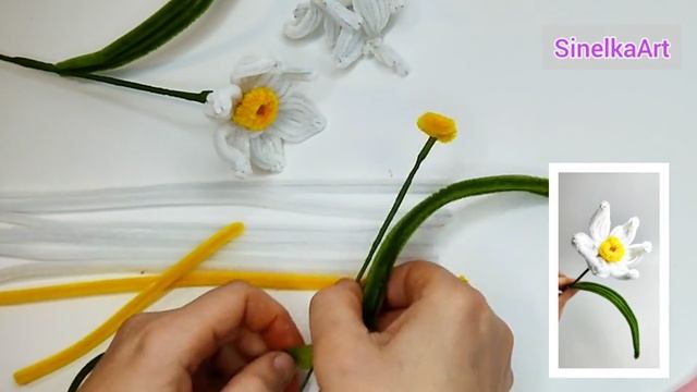 Нарцисс своими руками / Цветы из синельной проволоки / Нарциссы