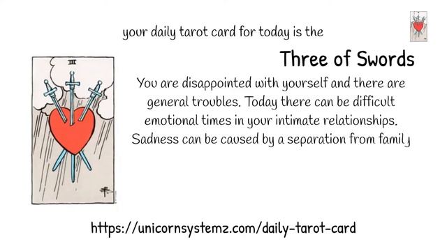 The Three of Swords as your daily tarot card reading by Shaun Dixon!