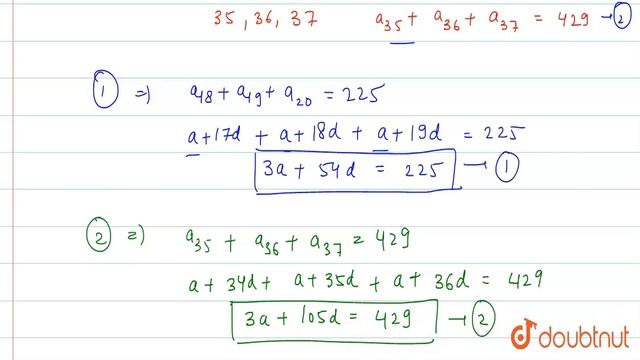 An AP consists of 37 terms. The sum of the three middle most terms is 225 and the sum of the