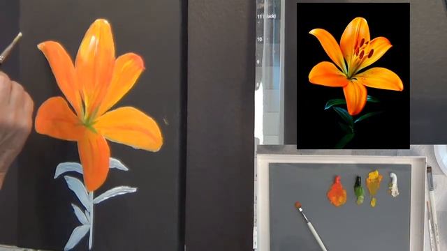 How to paint a "Tiger Lilly" in oil by Larry Hamilton #1906
