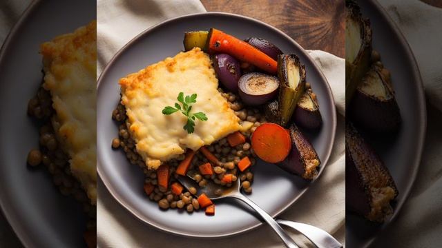 Вкусный чечевичный пирог с запеченными овощами
