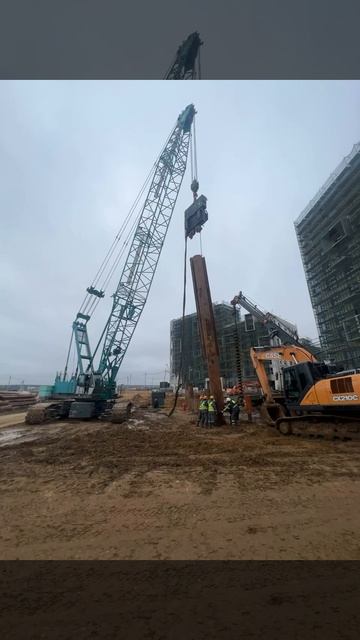 Погружение трубы крановым вибропогружателем 🏗 Услуги бурения тел. +7 (985) 185-77-77.